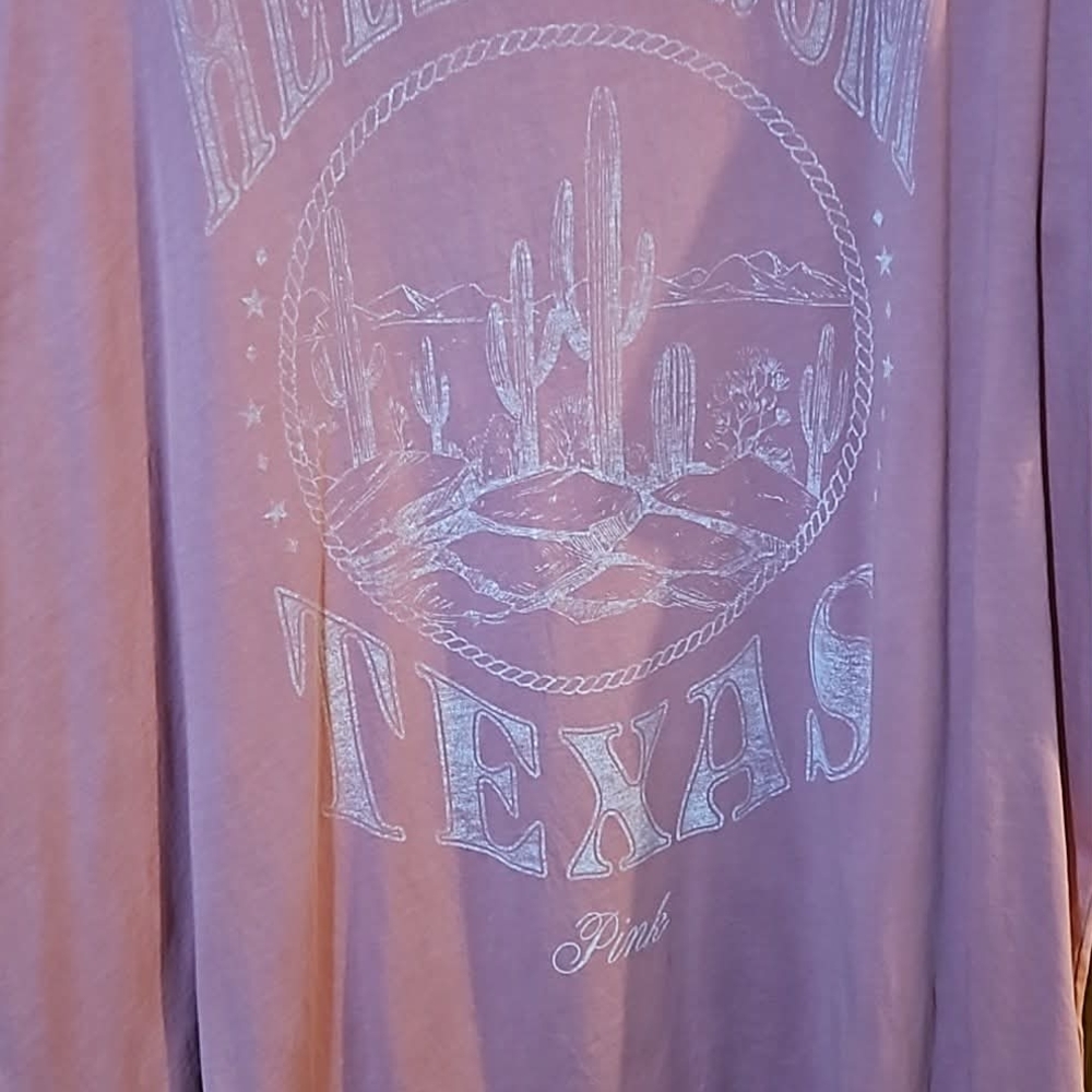 Pink Victoria Secret Texas Graphic Tee Crewneck Sweatshirt And Jogger Sweatpants